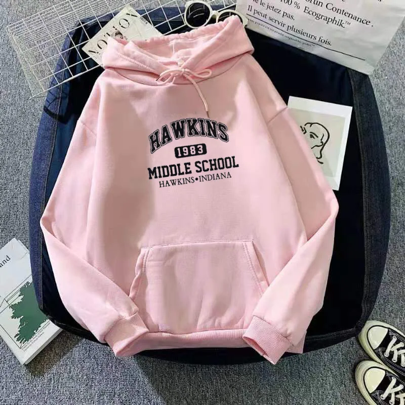 winter fashion casual hip hop plus size long sleeve unisex hoodies couple tops letter hawkins printed men pullover hoodie