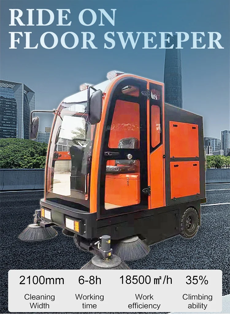DM-2100 Floor Dust Cleaning Machine Automatic Industrial car park Floor vacuum pavement Sweeper For Hotel