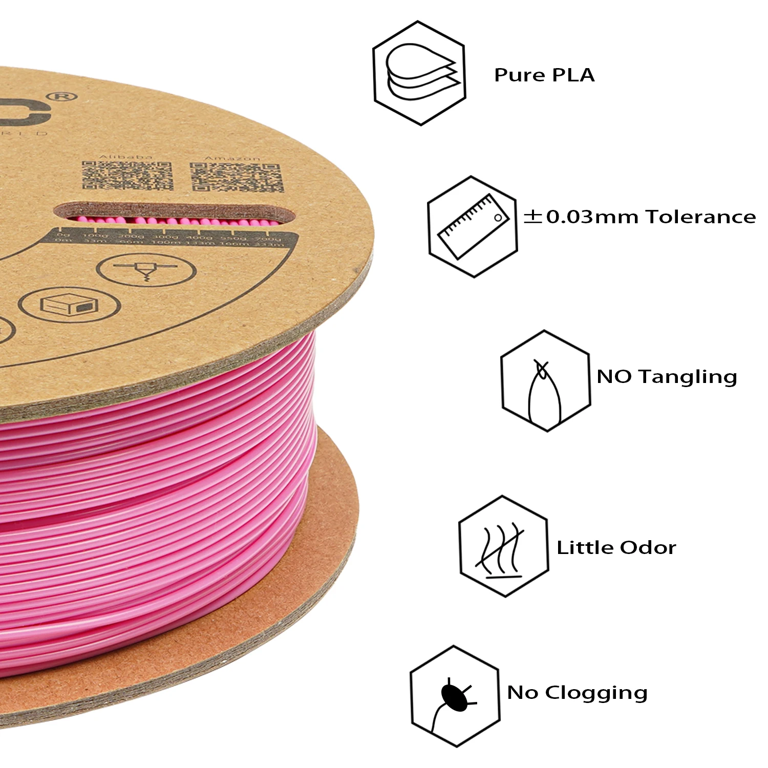 RoHS Hot sale  Pink 3d printer filament PLA PLA+ filament 1.75mm 1kg 5kg 0.5kg for 3d printing