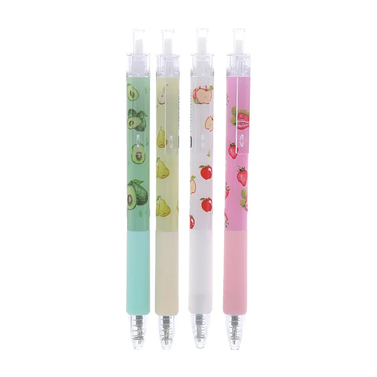 D-08042 Cute INS Style Fruit Press Gel Pen Creative Stationery Student Press Plastic Water Pen Limited Office Sign Pen