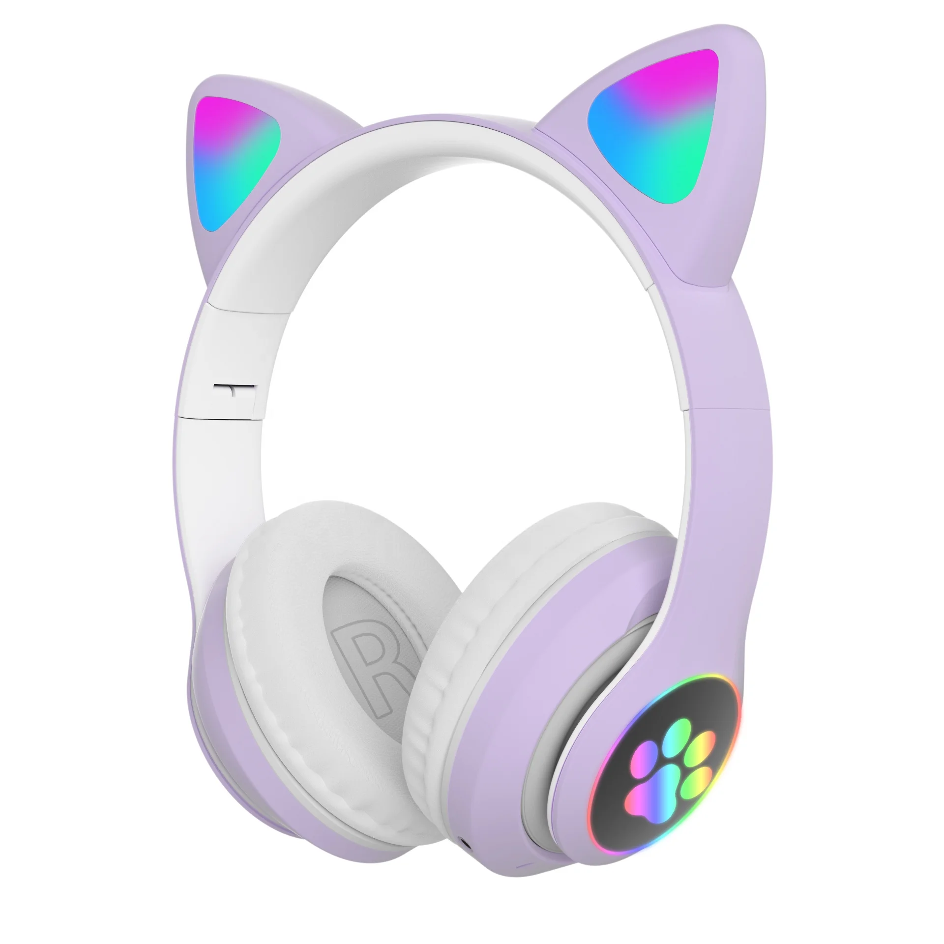 LED Flash Cute Cat Ears Wireless Headphone With Microphone Stereo BT Headset Support TF Card for Kids Girl Music Gift