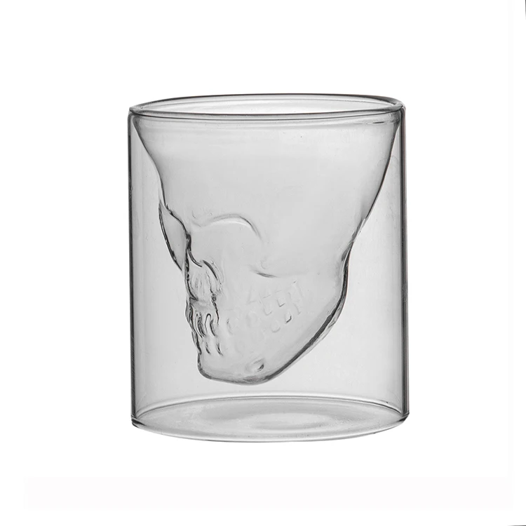 Крутой двойной стеклянный 3d-бокал с черепами для вечеринки, бара, хрустальный бокал для виски, вина, пива, коктейля, питьевая чашка