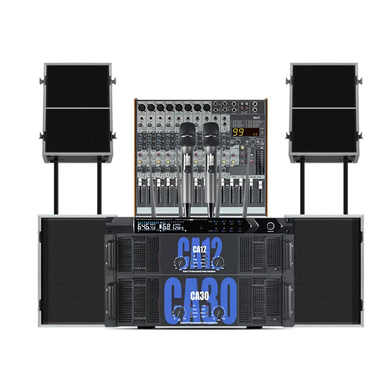 Professional Stage Sound Kit Dual 15 Inch 2 Channel Sound System Speakers with Mixer Pro Audio for Stage Performances