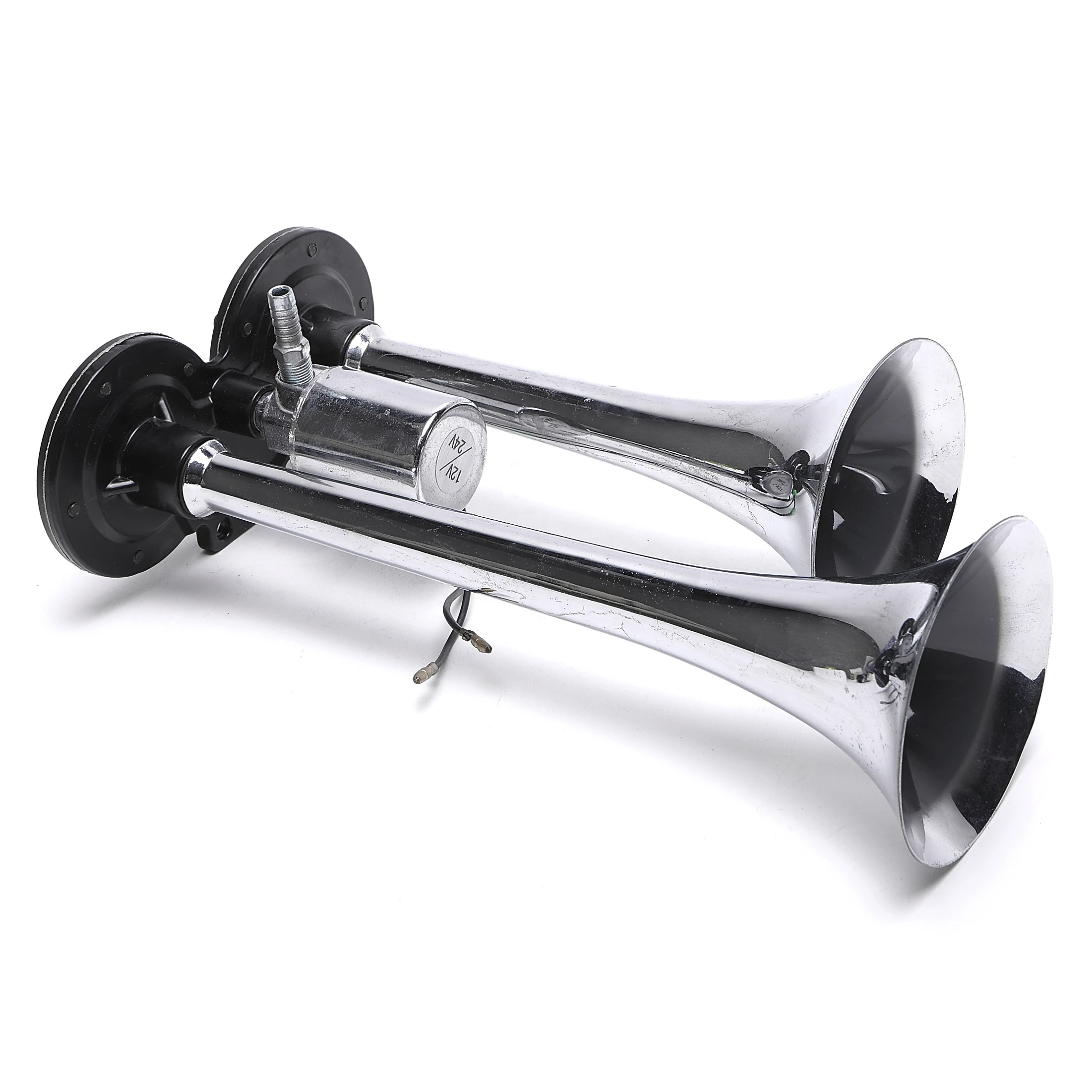 ZH-022 truck air horn 24V Factory price Super Loud Dual Trumpet Silver Electric air pressure horn