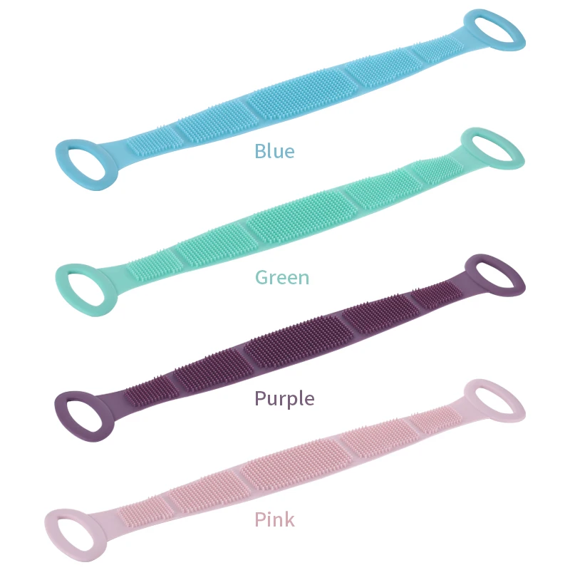 Silicone Body Scrubber Bath Brush Exfoliating Shower Brush Bath Belt Body Scrub Back Massage Brush Cleaning Strap Bathing Tools