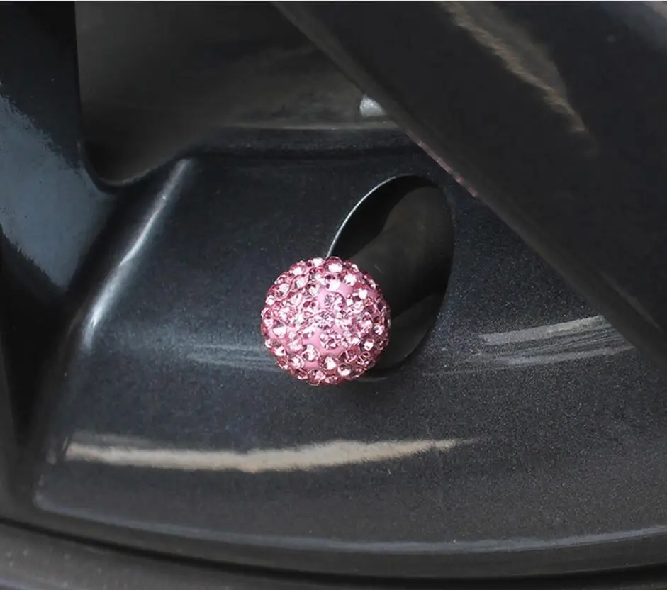 Blue Pink White Red Crystal Bling Car Tire Valve Caps Diamond Shining Dust-proof Wheel Valve Cover Vehicle