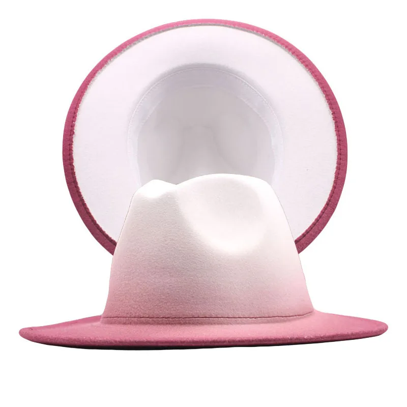 Low MOQFashion gradient color Fedora Hats for men and women jazz hat
