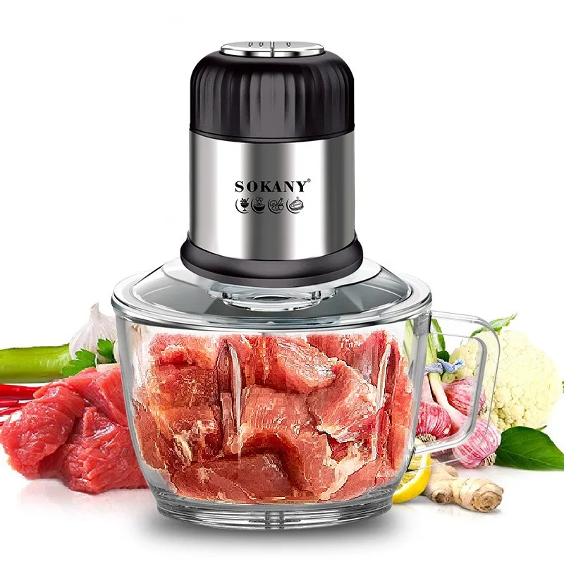 Sokany 7025 High Quality 2l 800w High Power Chopper Mincer Electric Meat Grinder