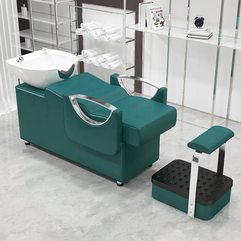 Hot Sale Portable Barbershop Hairdressing Hair Washing Gold Bed Modern Salon Sink Shampoo Chair for Barbers