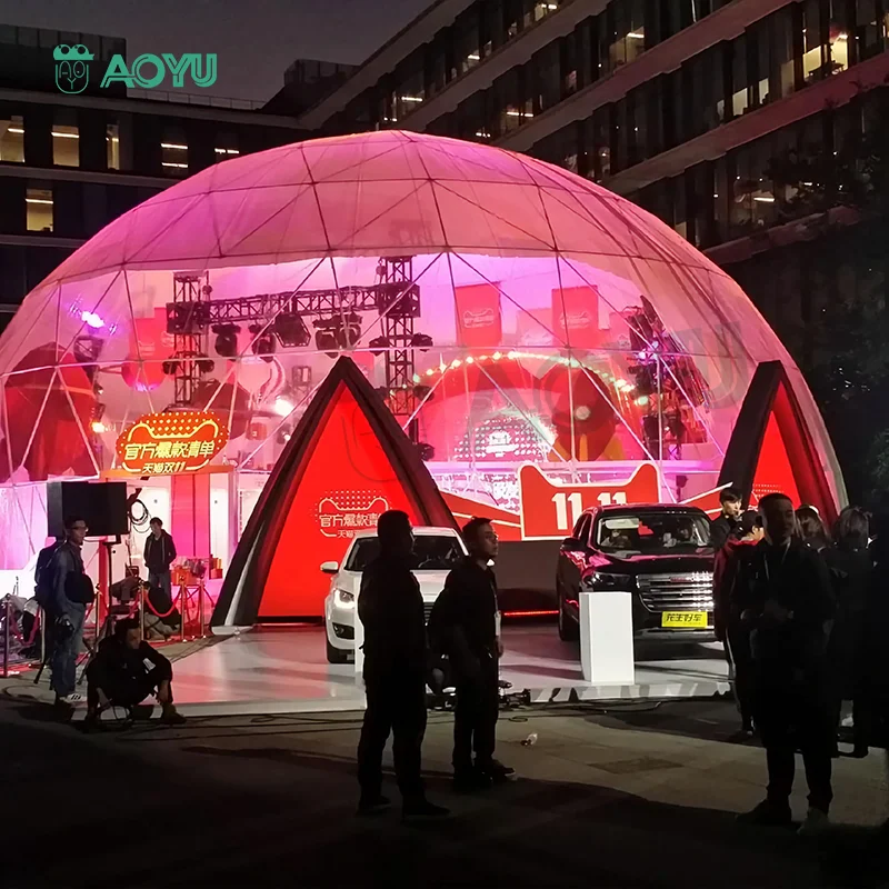 AOYU Unique tent geodesic projection dome for 360 projection carpa Tent camping&greenhouse for Glamping diameter customized