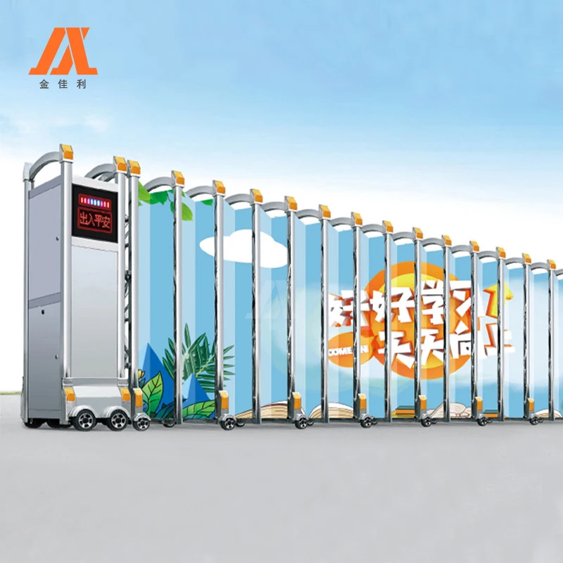 Hot Sale Retractable Gates Sliding Door Motor Gate Aluminum Trackless Folding Gate by Motor Operated