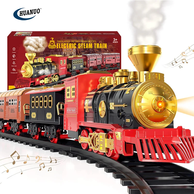Boys And Girls Play Game Children Gift Kids Cars Tracks Toy Spray Electric Toy Train Railway With Light And Sounds