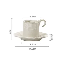 Japanese Vintage Afternoon Tea Style 150ML Handmade Ceramic Coffee Cup And Saucer Set  Milk Drip Mug Office Restaurant Drinkware