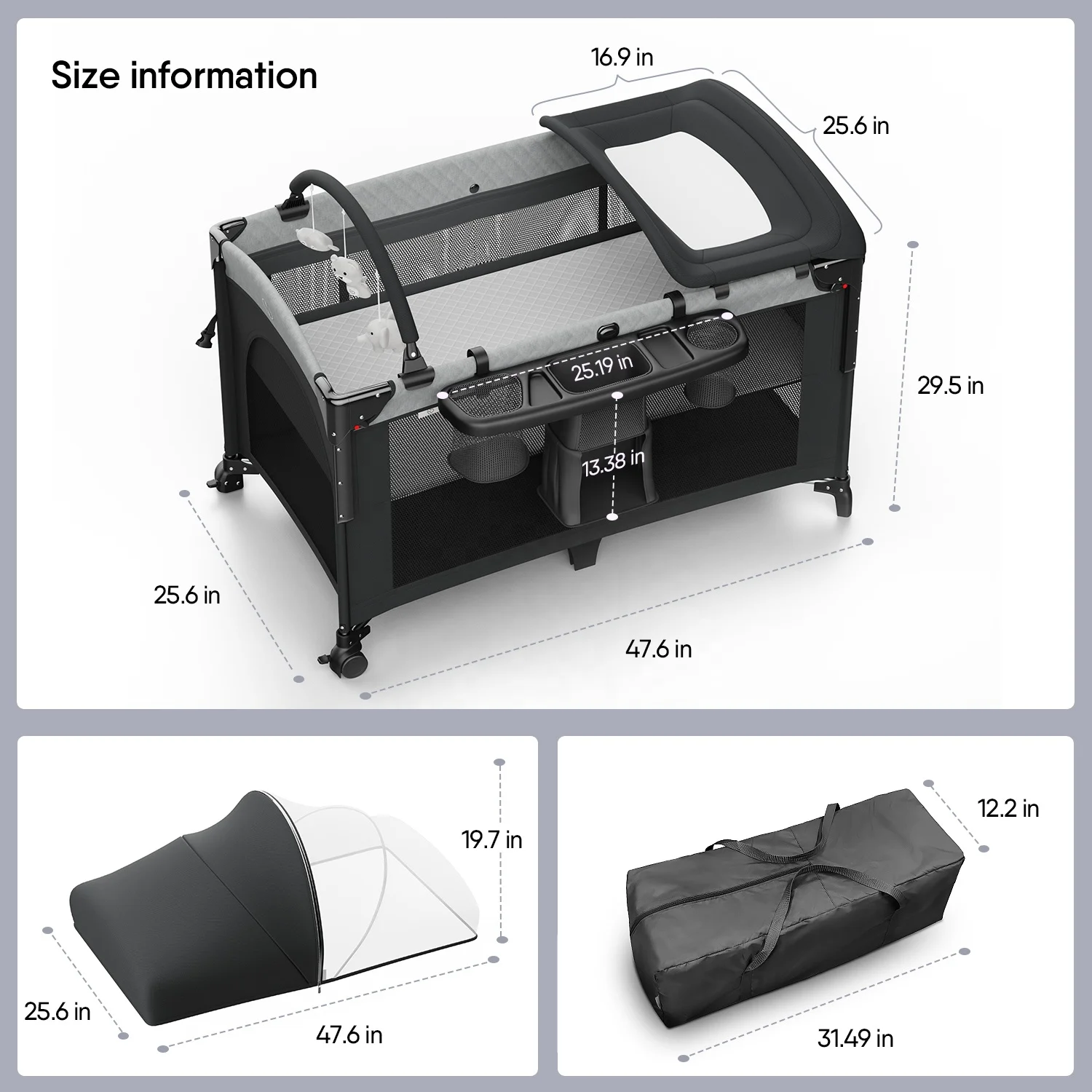 2024 Multi-functional baby play bed with mosquito net removable travel bed Cheap high quality luxury cribs in stock for 0-3years