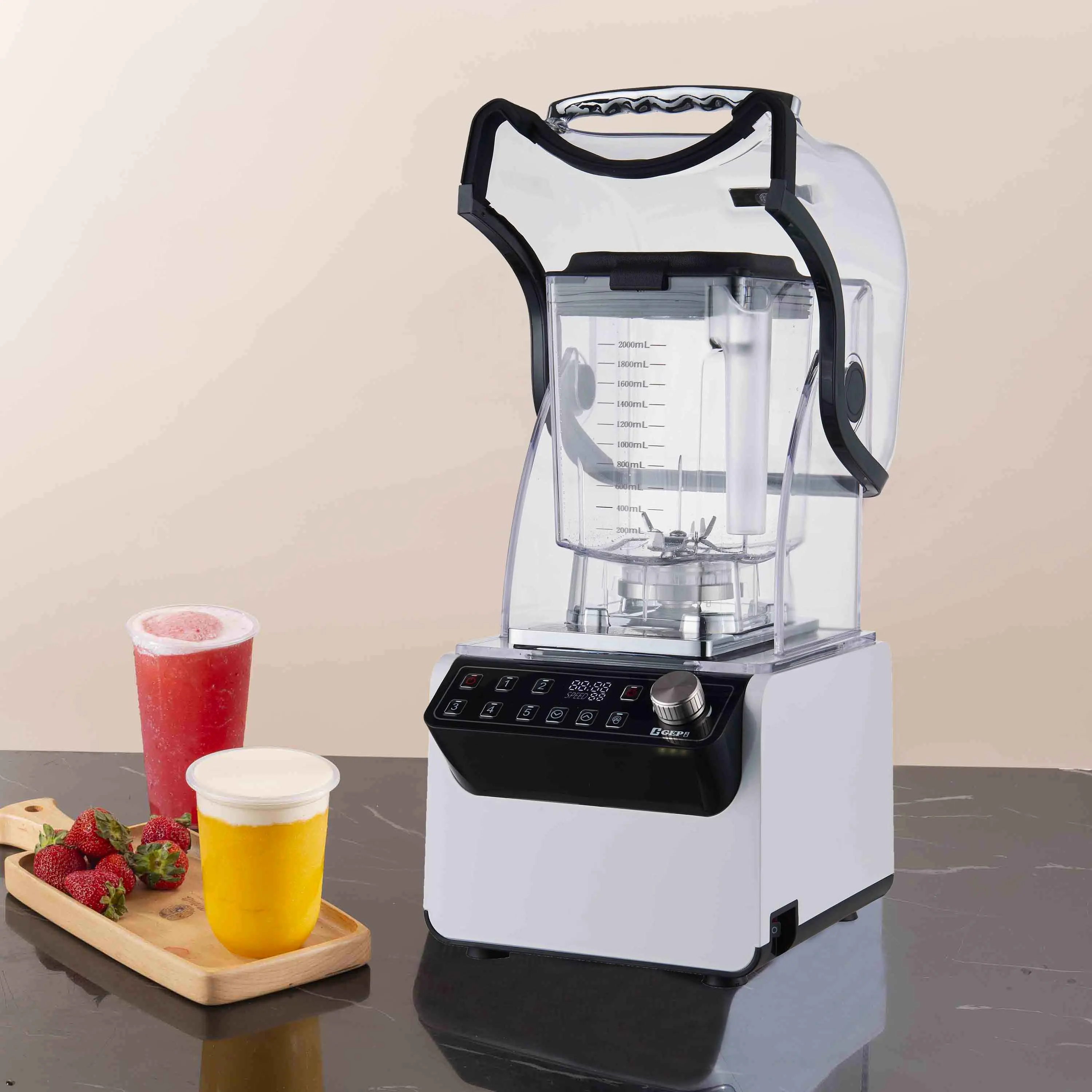 Low Noise AC Powerful Commercial Smoothie Blender Professional Kitchen Frappuccino Ice Drink Blender Machine