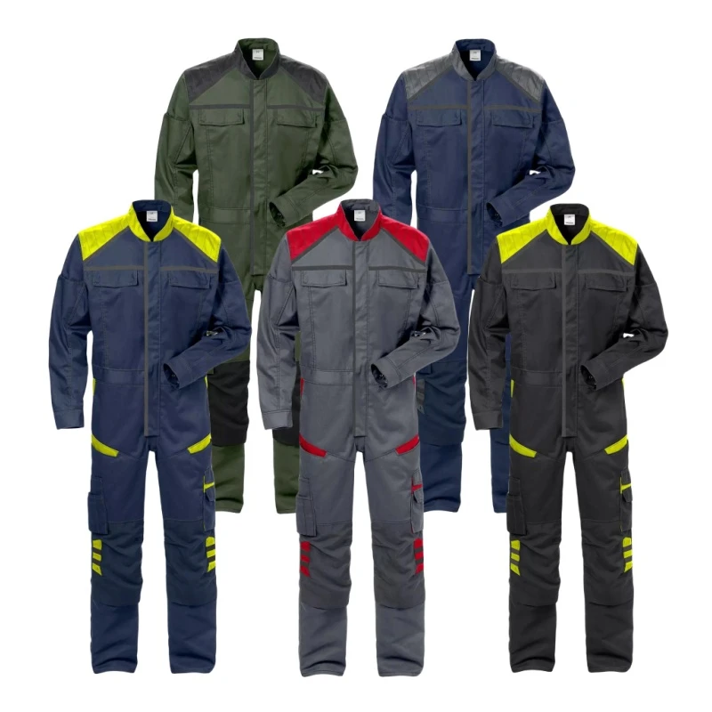 Custom Logo Industrial Hi Vis Reflective Anti Fire Cotton Fr Safety Overall Factory Construction Work Uniform Coverall Workwear