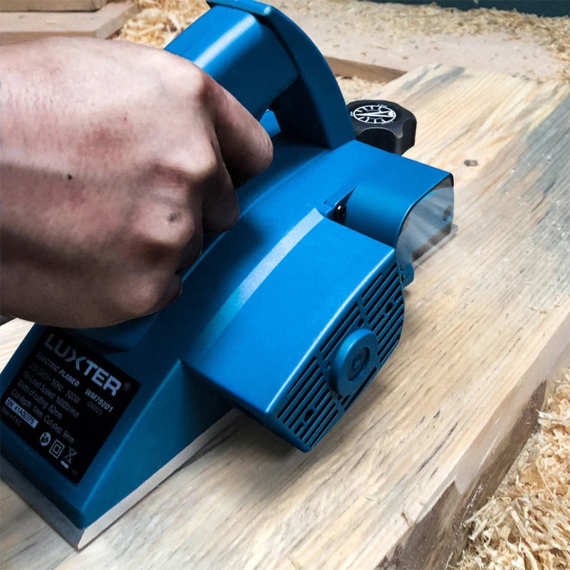 LUXTER ELuxter Electric planer with planing width 82mm and adjustable different planing depth 0-1mm for smooth surface of wood