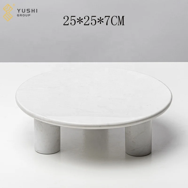 Yushi Group Fashion Multi-functional Fruit Cake Snack Plates Natural Circular Marble Wedding Decoration Round Bowl