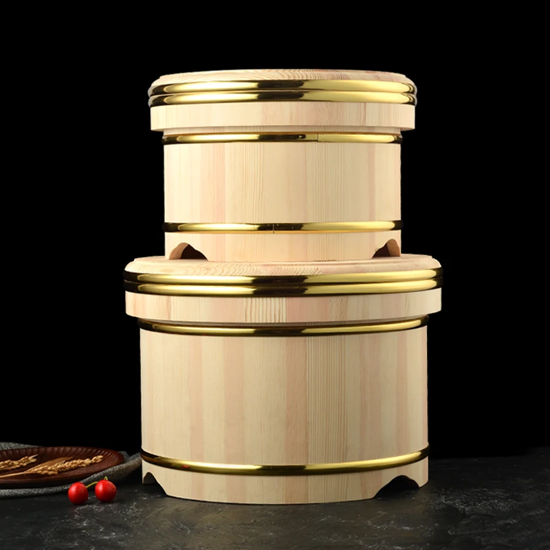2023 HOT Wooden Cask cover band sushi Rice bucket Insulation barrel Wooden rice tub