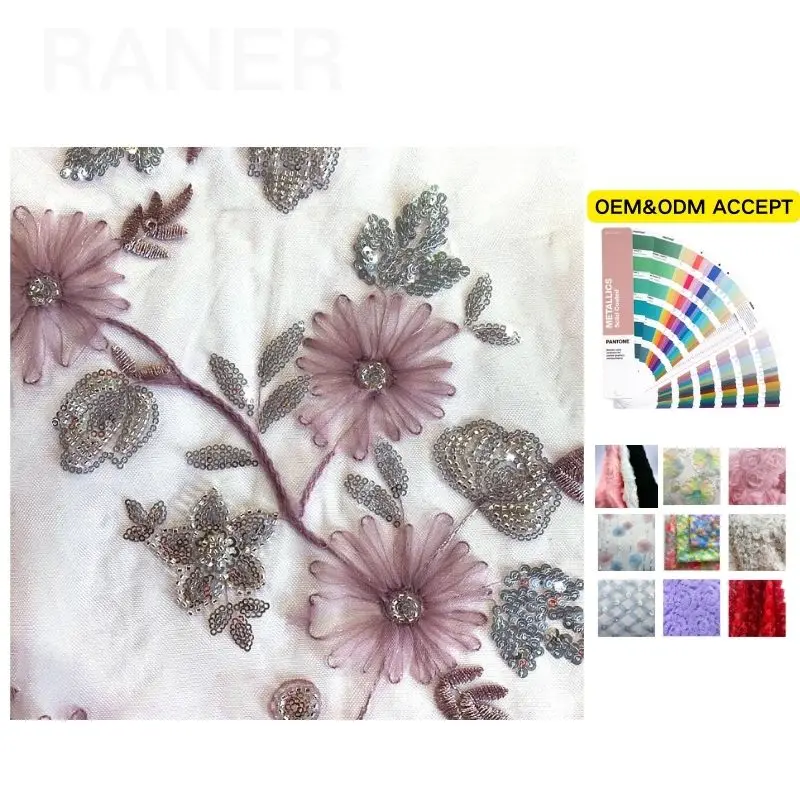 C-738 Luxury Beaded tape sequin embroidery tulle fabric for sarees party wear wedding