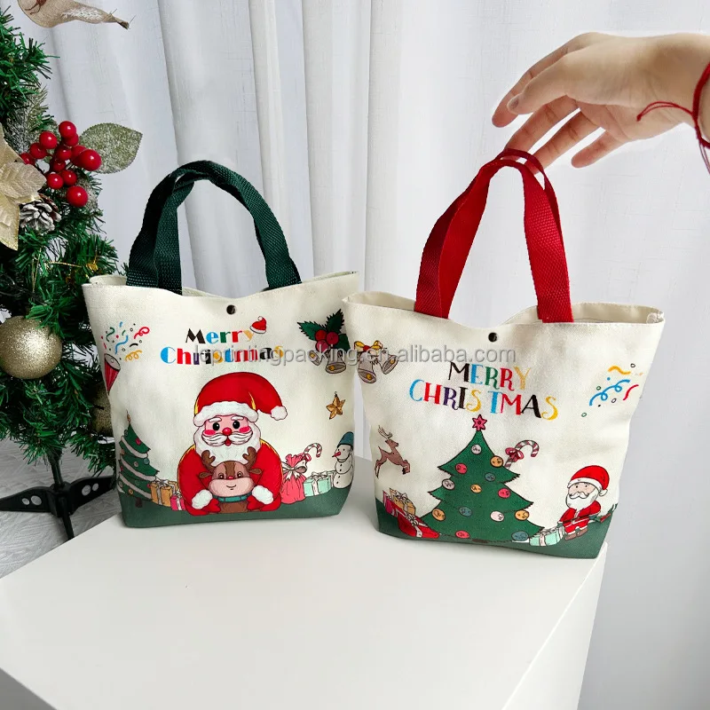 Hot Selling Durable canvas christmas big bag christmas shopping tote bag