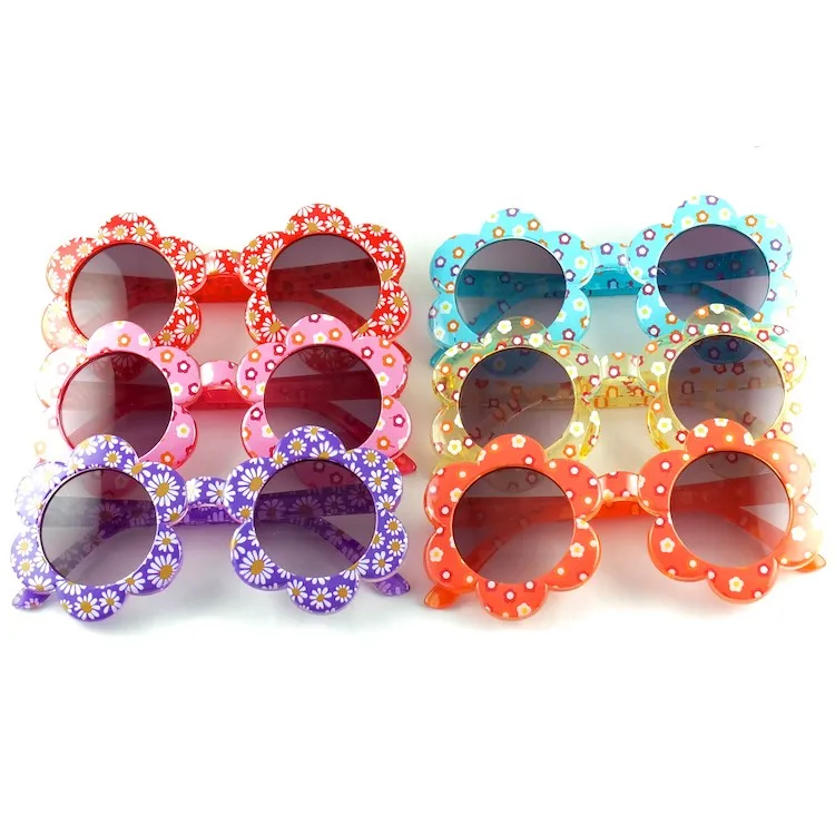 Flower Shape Sun Glasses For Children With Printing Fashion Kids Sunglasses