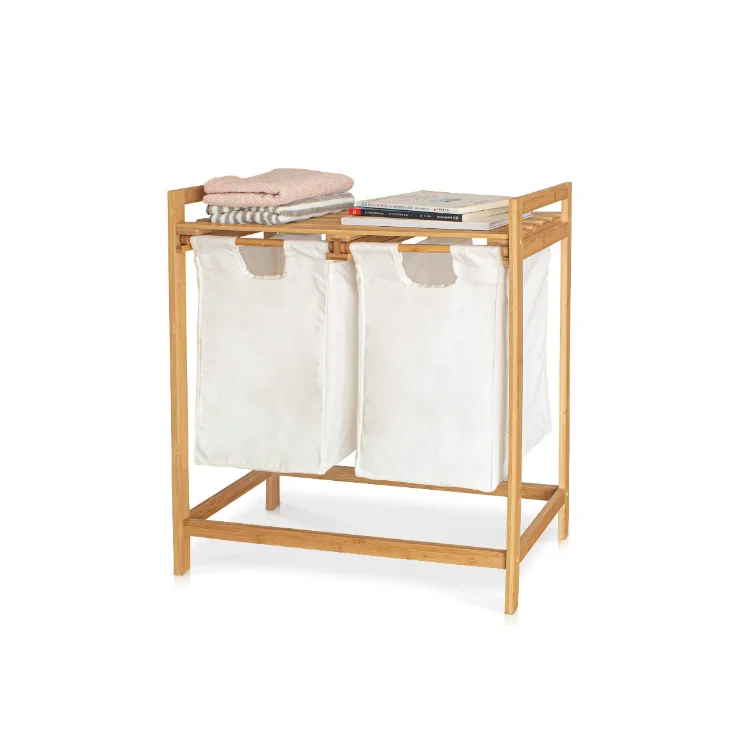 Изготовленный на заказ 2 секции корзина для белья с раздвижными; Школьные сумки корзина для белья из бамбука