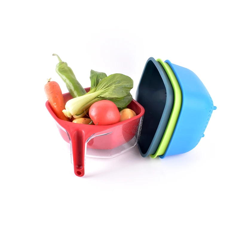Quality assurance double layer plastic fruit vegetable kitchenware for household drain basket