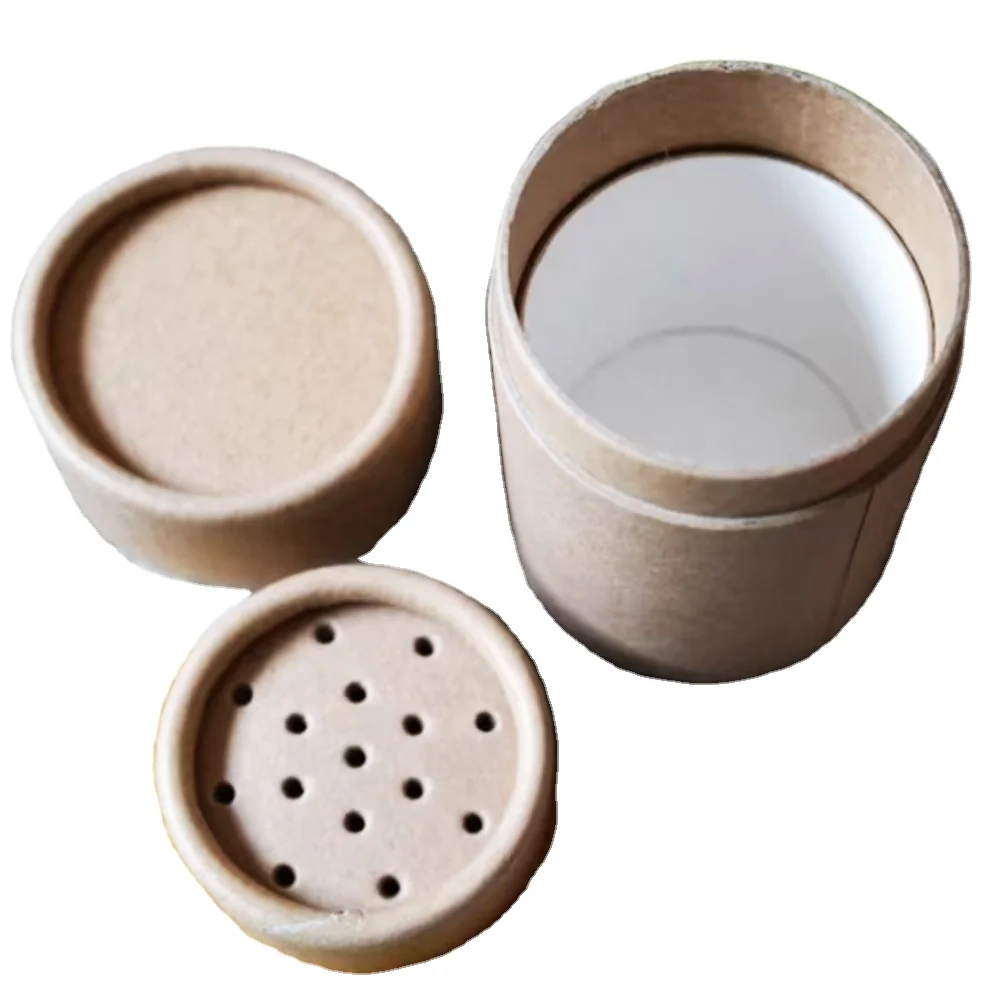 Custom logo cardboard tube shaker push to open for spice packing