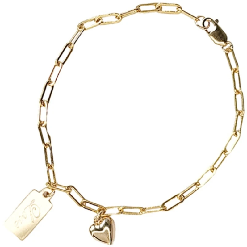 14k Gold square brand love bracelet female simple