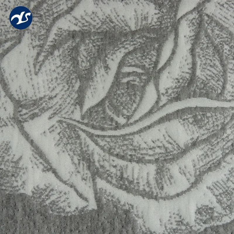 New silver embellishment of fashion large floral pattern jacquard mattress Ticking fabric