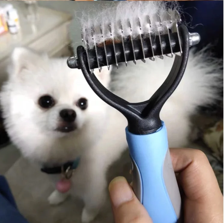  Нержавеющая сталь Двусторонняя открыть pet deshedding инструмент dematting меха