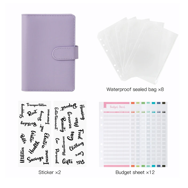Custom A6 Budget Cover Leather Pu With Envelopes Stickers Loose Leaf  Notebooks Binder Ring Planner Cash Envelope Budget System