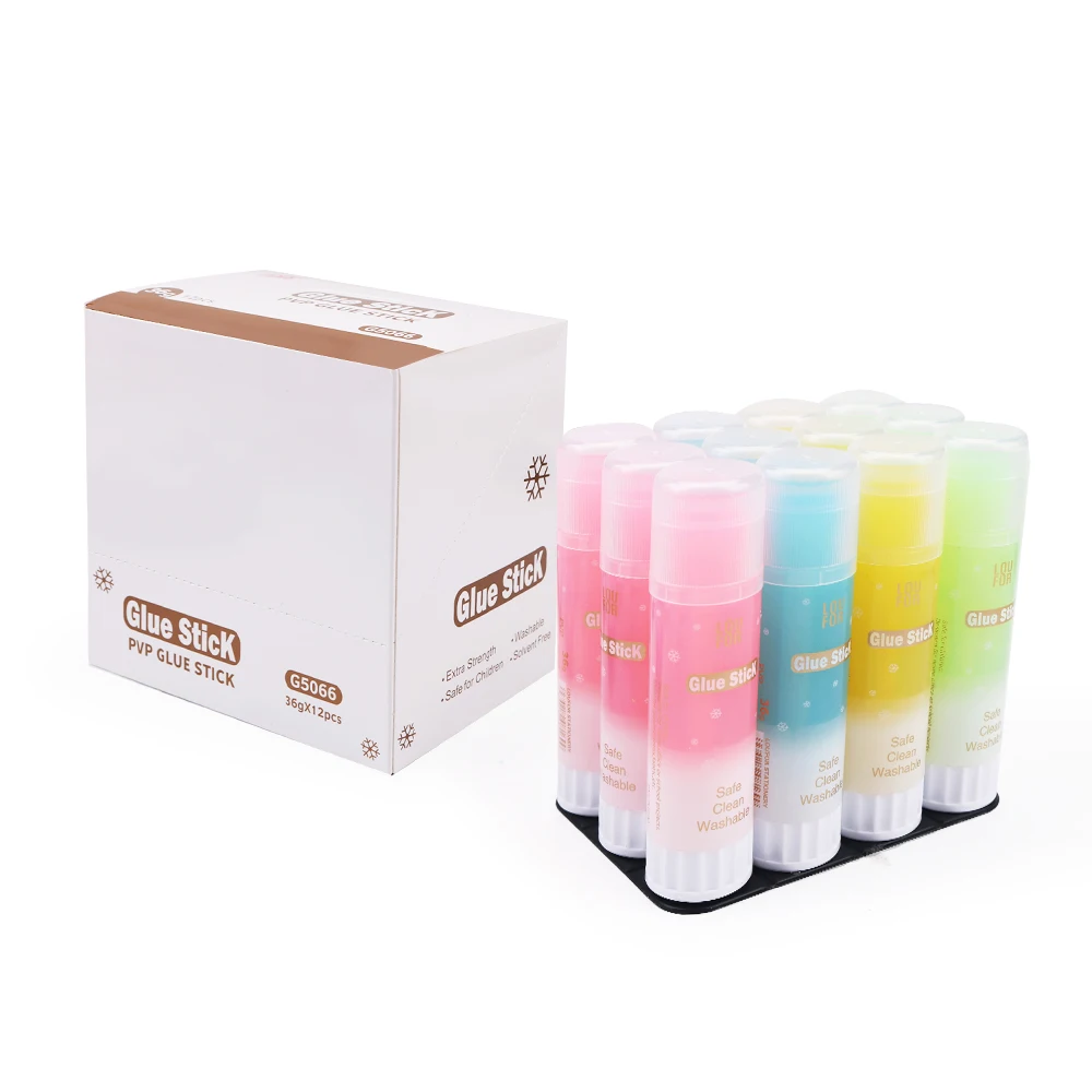 Lipstick style Colorful jelly translucent 36g/12pcs solid glue stick Pva Glue Stick school glue sticks