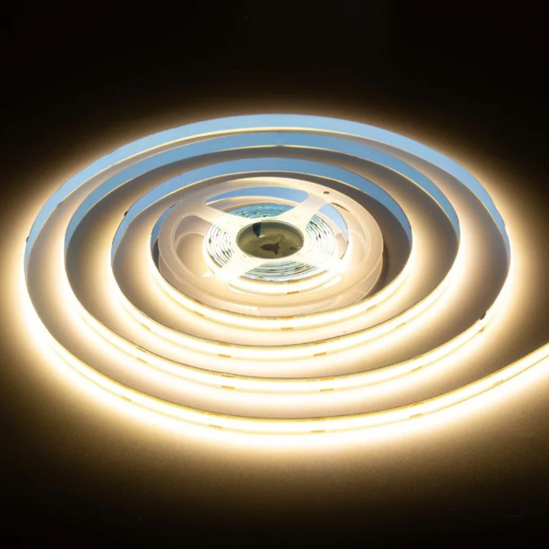 7W 14W DC 24V  COB LED strip light 3000k + 6500k dimmable white 8mm width double Layer with 90Ra 560 leds