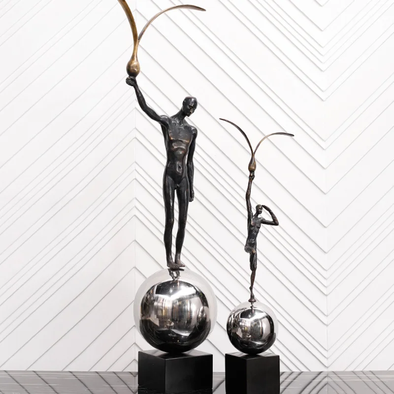 Modern wholesale interior abstract figurine sculpture tabletop decor antique metal home decor pieces