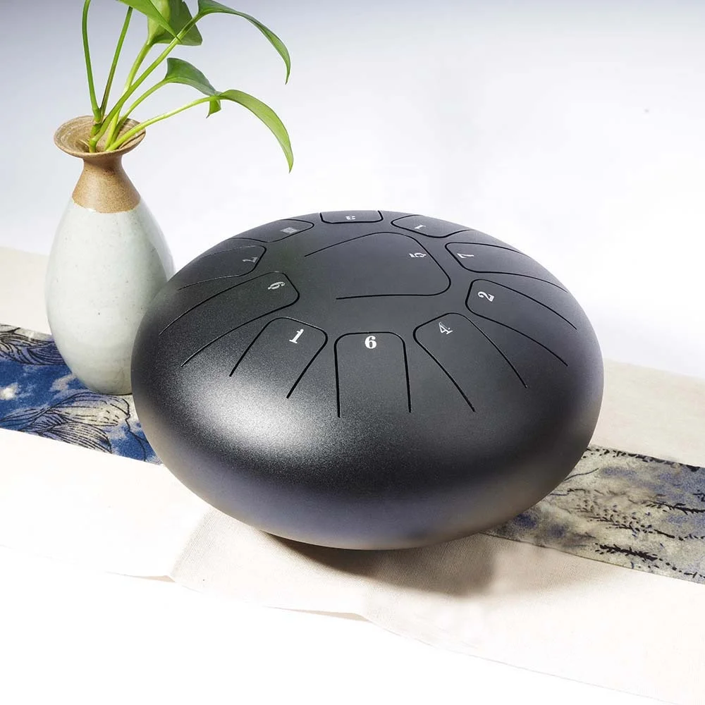 SUCCESS Popular Black 12 Inch/10 Inch 11 Notes Steel Tongue Drum for Music Performance