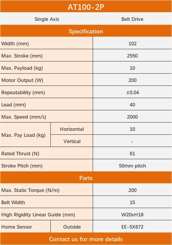 electric actuator module AT1002P single axis multi axis ball screw belt drive high precision linear aluminium guide module