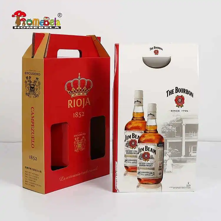 Custom Logo Corrugated Cardboard Packaging Sturdy Juice Wine Bottle Paper Box