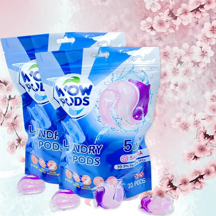 Sakura Pods Laundry Detergent Pods 3 In 1 Pva Film Gel Detergent Sauce Pods Washing Capsules Organic For Hotels