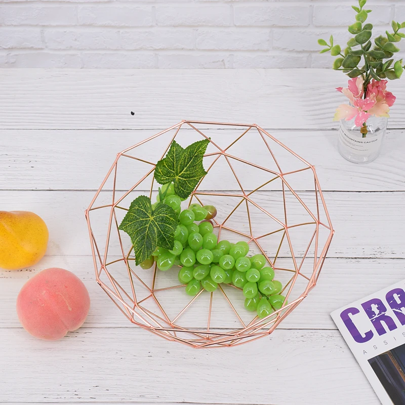 2020 Modern Nordic Wind Rose Gold Fruit  Wire Basket Vegetable storage Basket For Home Storage