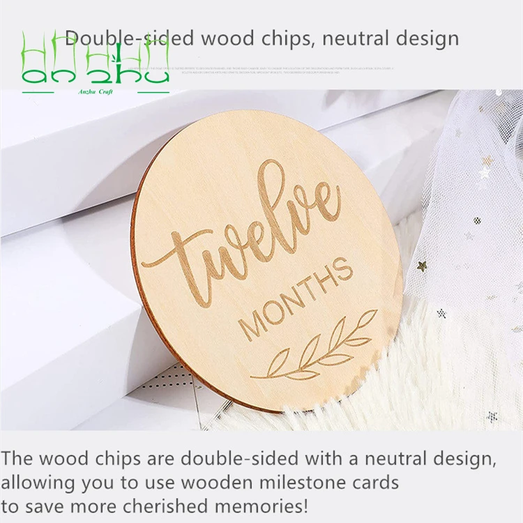 2024 Wooden baby monthly milestone cards with birth announcement sign