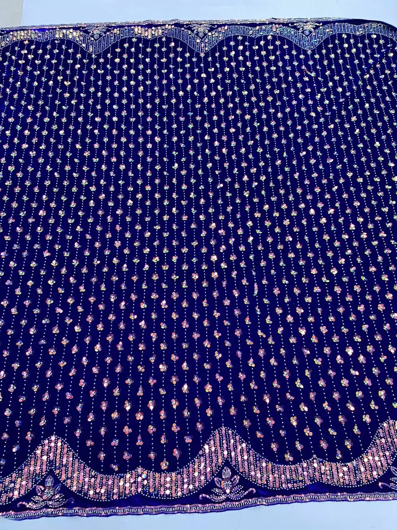 Wholesale Velvet Lace African Sequence Velvet Lace Fabric With Beads Competitive Price Sequin Velvet Lace Fabric