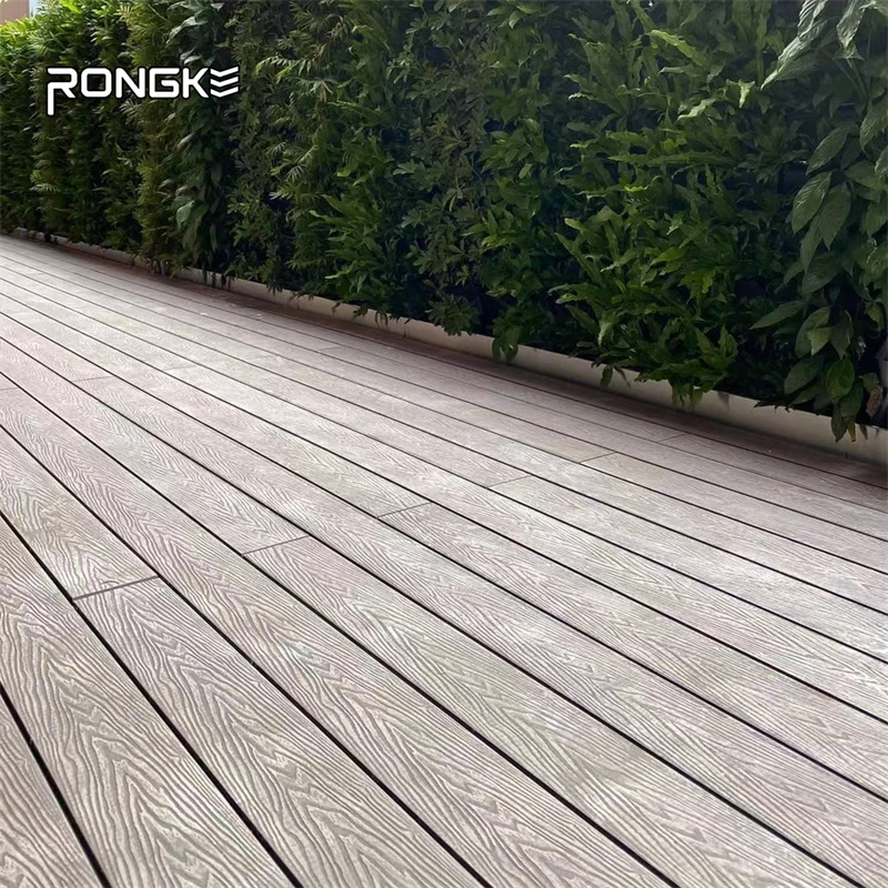 Waterproof insect proof anti-slip grooved 3d online embossed wood grain wood plastic composited durable decking