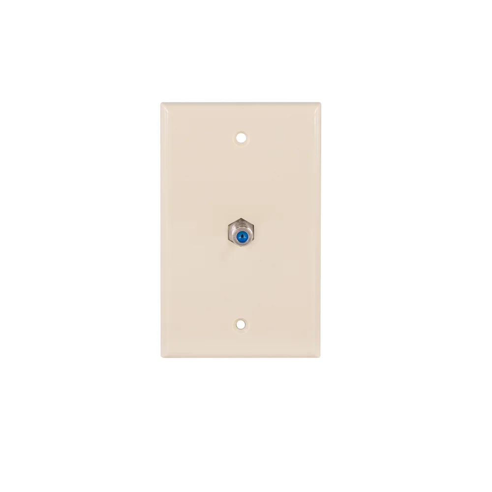 WHITE COAXIAL WALL PLATE PERFECT VISION SINGLE OUTLET F81 CONNECTOR 3 GHZ