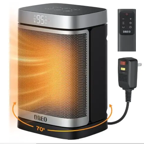 1500W fast heating ceramic electric heater, with thermostat, remote control, overheat and dump protection