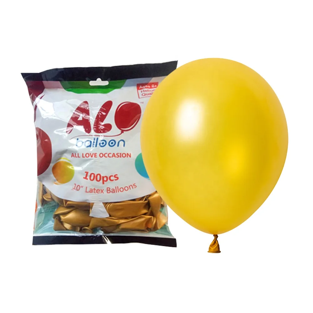 100pcs 10 inch 2.2g Cheap Happy Birthday Decoration Ballon Shiny Metallic Color Gold and Silver Black Latex Balloon for Kids