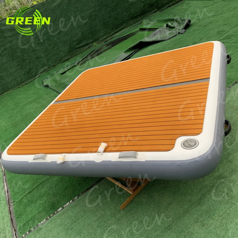 GREEN Inflatable dock deck inflatable floating platform float dock platform with ladder