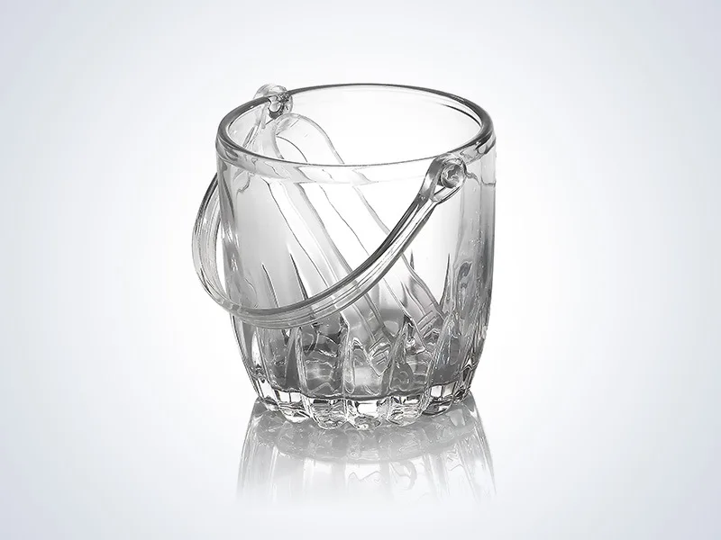 Large Ice Bucket Glass Clear Glass with a Handle,Heavy Thick Wine Cooler ,Perfect for bar, champagne, beer, wine