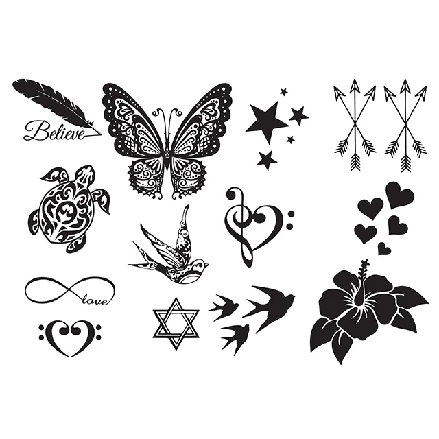  2021 Animal Henna Tattoo Stencil Sticker Body Art Black Lace